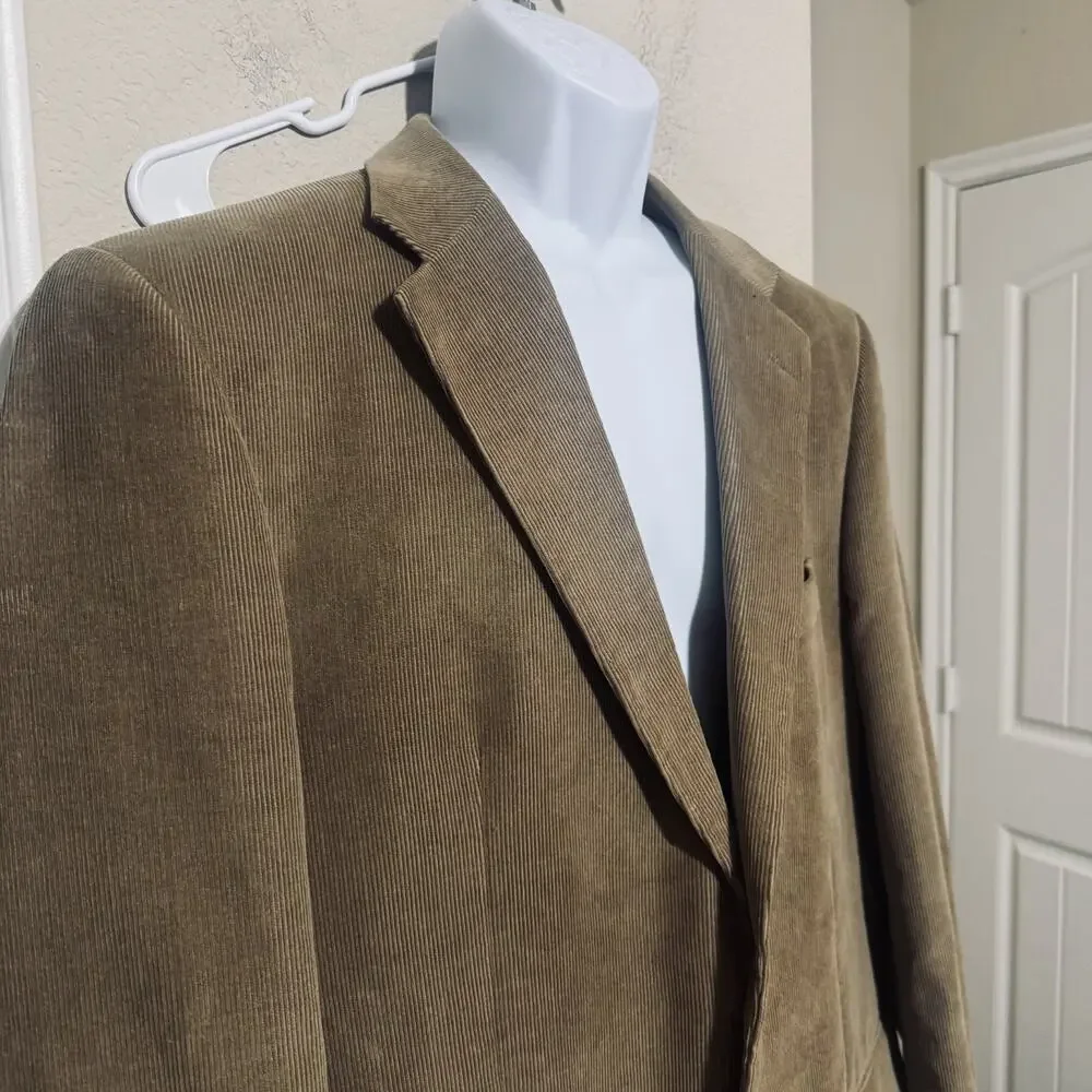Joseph & Feiss Sport Coat Mens 44XL Tan Corduroy Preppy Blazer Jacket Long